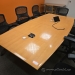Sugar Maple Boat Shaped Boardroom Table w/ Grommets 96" x 48"